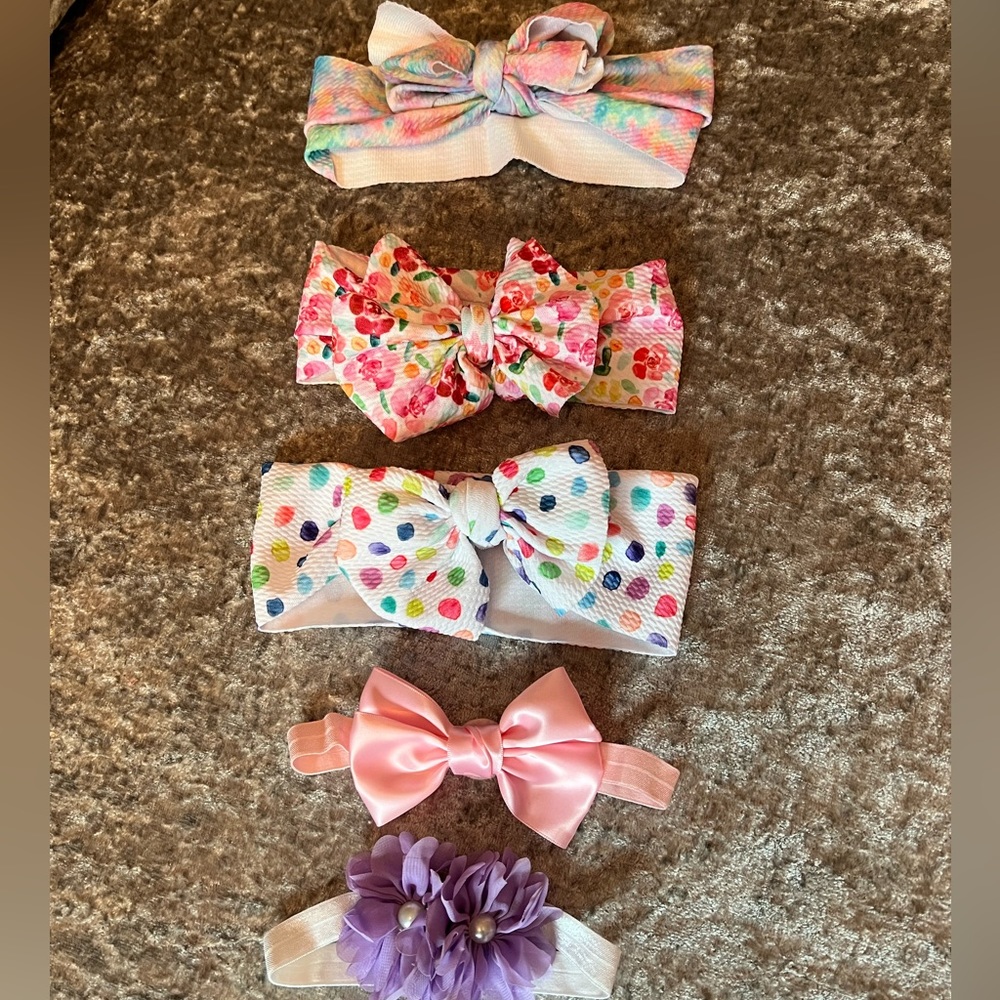 5 Assorted girls baby/ toddler headbands